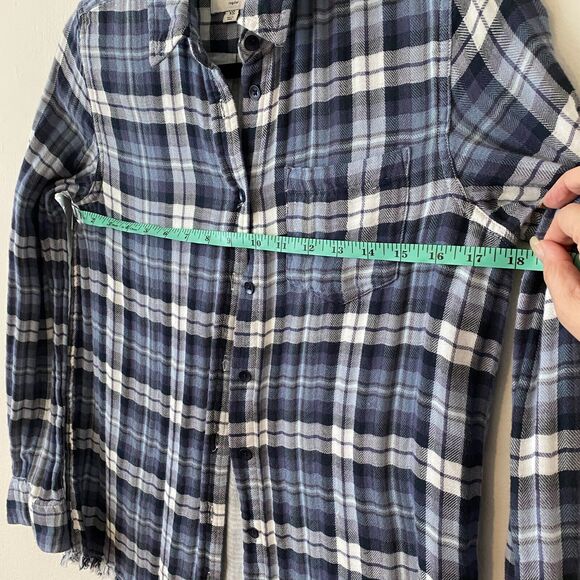The Blue Shirt Shop Mercer & Spring Blue Plaid Button Long Sleeve Raw Hem XS - Picture 6 of 11